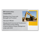 イエローブルドーザー建物契約者建築 マグネット名刺 (正面)