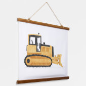 イエローブルドーザー建設キッズルームの装飾 吊り下げ型タペストリー (傾斜あり)