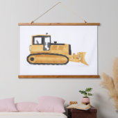 イエローブルドーザー建設キッズルームの装飾 吊り下げ型タペストリー (寝室)