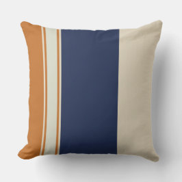 イエローブルーとパールのストライプ クッション