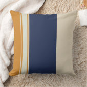 イエローブルーとパールのストライプ クッション (ブランケット)