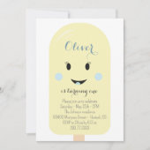 イエローブルーアイスクリームコーンスクープ誕生日パーティー 招待状 (正面)