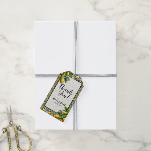 イエローブルーカプリレモンタ地中海のイル結婚ズ ギフトタグ (より糸付き)