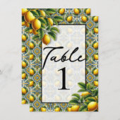 イエローブルーカプリレモンテ地中海のーブル番号 招待状 (正面/裏面)