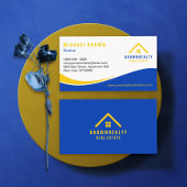 イエローブルークラッシー屋根と窓ロゴレンタルホーム 名刺