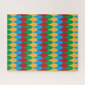 イエローブルーグリーンとレッドジオメトリックスキャロップ ジグソーパズル (横)