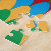 イエローブルーグリーンとレッドジオメトリックスキャロップ ジグソーパズル (側面)