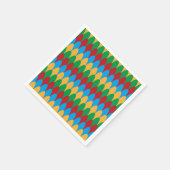 イエローブルーグリーンとレッドジオメトリックスキャロップ スタンダードカクテルナプキン (角)