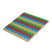 イエローブルーグリーンとレッドジオメトリックスキャロップ タイル (側面)