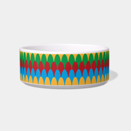 イエローブルーグリーンとレッドジオメトリックスキャロップ ボウル