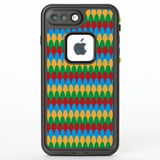 イエローブルーグリーンとレッドジオメトリックスキャロップ LifeProof iPhoneケース (裏面)