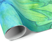 イエローブルーグリーン抽象芸術水カラーデイジー ラッピングペーパー (ロールコーナー)