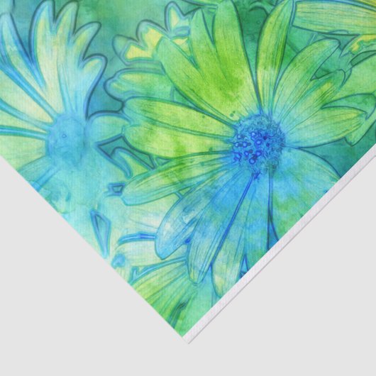 イエローブルーグリーン抽象芸術水カラーデイジー 薄葉紙 (詳細)
