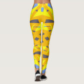 イエローブルーグレー鮮やか抽象芸術幾何学的 レギンス (裏面)