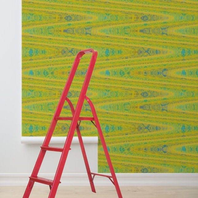 イエローブルージグザグ水平パターンの剥離スティック 壁紙 (Yellow blue zig-zag horizontal pattern peel stick wallpaper
)
