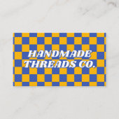 イエローブルーチェッカーボードモダンレトロ 名刺 (正面)