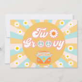 イエローブルーツーグルービーレトロ写真第2誕生日 招待状 (裏面)