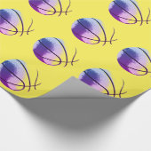 イエローブルートレンディーアポップ・アートのートバスケットボール ラッピングペーパー (角)