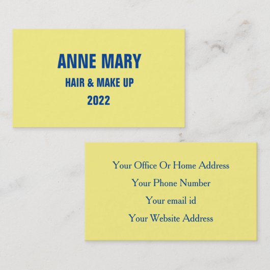 イエローブルートレンディーカラーヘアメイクアップサロン 名刺 (正面/裏面)