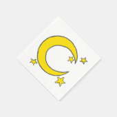 イエローブルーナイトスカイクレセントムーンスターズ夕べ スタンダードカクテルナプキン (角)