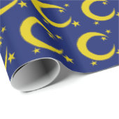 イエローブルーナイトスカイクレセントムーンスターズ夕べ ラッピングペーパー (ロールコーナー)
