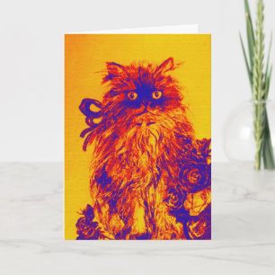 イエローブルーバラの父の日の子猫 カード