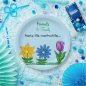 イエローブルーパープルフローラフレンズ家族 ペーパープレート (パーティー)