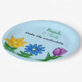 イエローブルーパープルフローラフレンズ家族 ペーパープレート (アングル)