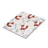 イエローブルーピンクの可愛い手描きキツネハート タイル (側面)