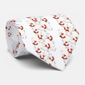 イエローブルーピンクの可愛い手描きキツネハート ネクタイ (ロール)