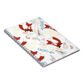 イエローブルーピンクの可愛い手描きキツネハート ノートブック (右側)