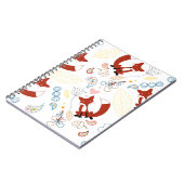 イエローブルーピンクの可愛い手描きキツネハート ノートブック (左側)