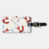 イエローブルーピンクの可愛い手描きキツネハート ラゲッジタグ (正面横)