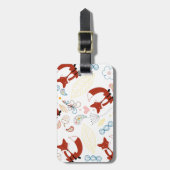 イエローブルーピンクの可愛い手描きキツネハート ラゲッジタグ (正面縦)