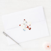 イエローブルーピンクの可愛い手描きキツネハート 星シール (封筒)