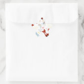 イエローブルーピンクの可愛い手描きキツネハート 星シール (バッグ)