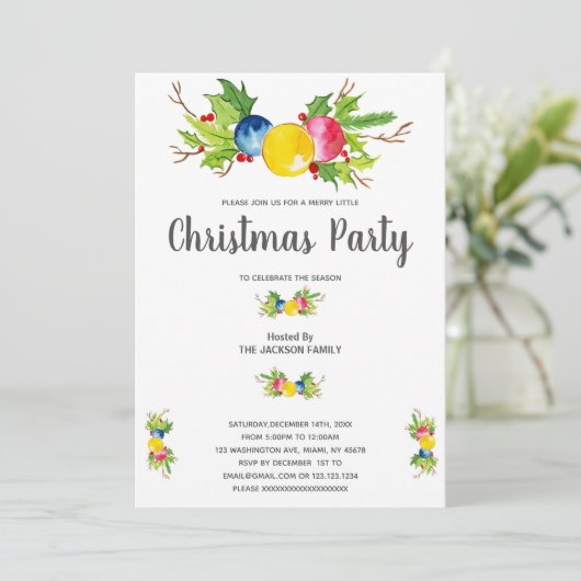 イエローブルーピンククリスマス招待状 招待状 (スタンド正面)