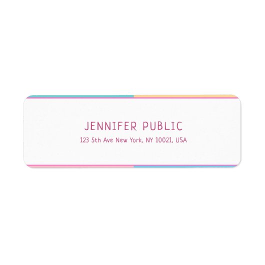 イエローブルーピンクグリーンカラフルモダンテンプレート ラベル (正面)