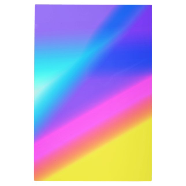 イエローブルーピンクグリーン抽象芸術テクスチャ金属プリン メタルプリント (正面)