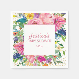 イエローブルーピンクベビーシャワー金ゴールドグリッターホワイト スタンダードカクテルナプキン