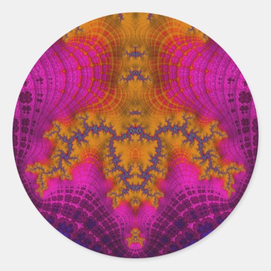 イエローブルーピンク~クラシックラウンドステッカー ラウンドシール (正面)