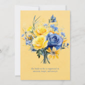 イエローブルーピーニーウォーターカラーブライダルシャワー 招待状 (裏面)