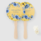 イエローブルーピーニーブライダルシャワーサンキューユア ハンドファン (正面&裏面)