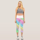 イエローブルーファンキーレッド抽象芸術アートパステルテーマ カプリレギンス (正面)