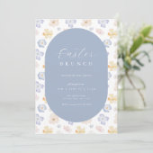 イエローブルーフラワーイースターブランチ招待状 招待状 (スタンド正面)