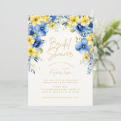 イエローブルーフローラフラワーズブライダルシャワー 招待状 (スタンド正面)