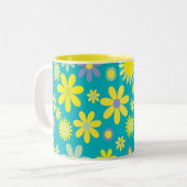 イエローブルーフローラマグ ツートーンマグカップ (正面左)
