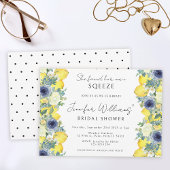 イエローブルーフローラレモンブライダルシャワー招待 招待状