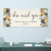 イエローブルーフローラ彼女はYesブライダルシャワー 横断幕 (トレードショー)