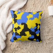イエローブルーブラック抽象デザイン クッション (ブランケット)